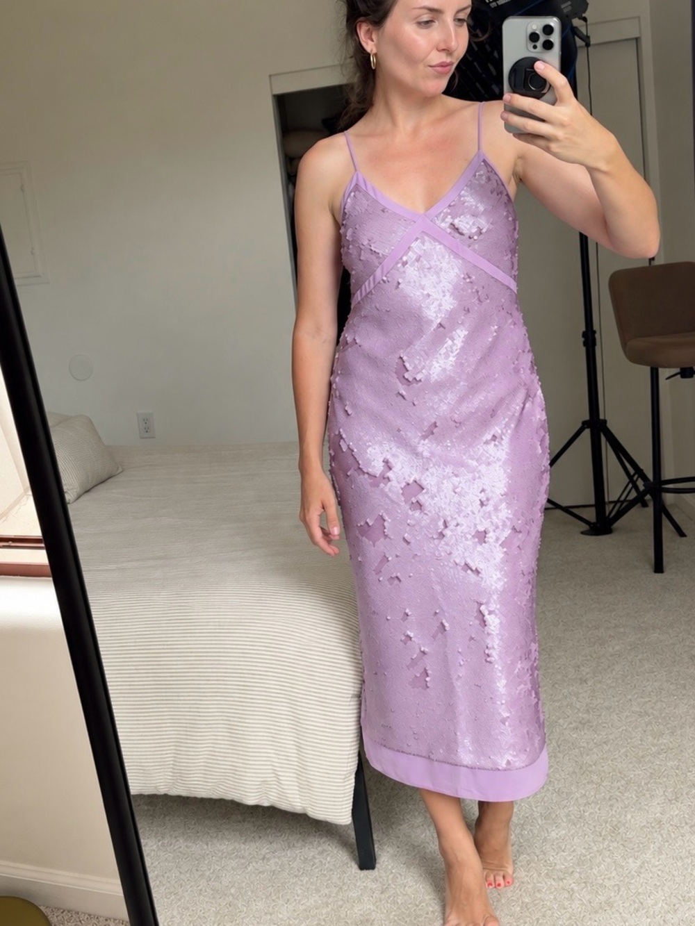 rag & bone Lavender Sequin Midi Slip Dress